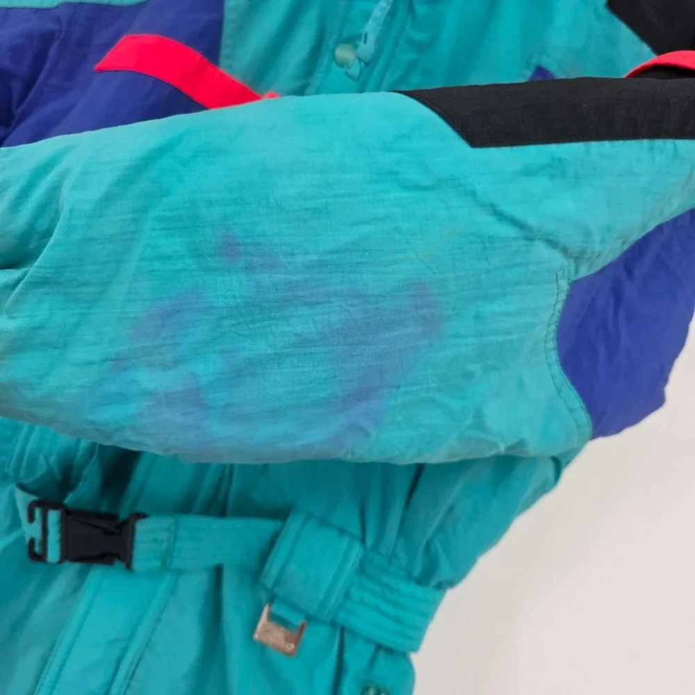 Vintage Club Attivo Ski Suit Teal Purple Pink Colorblock Boys 12 Retro 80s 90s